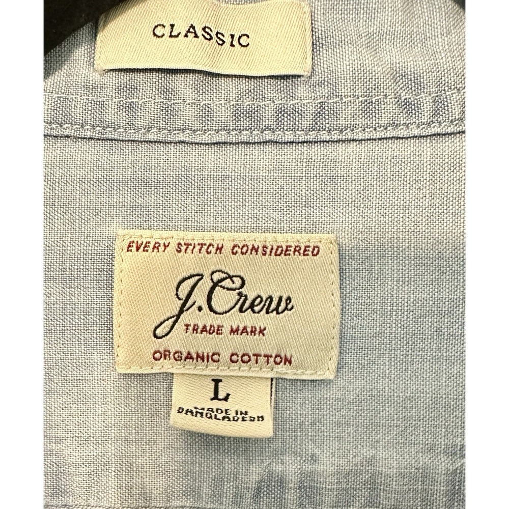 J. Crew Jeans Mens SS Chambray Button Shirt Sz L Blue/Lightweight/Classic - Picture 4 of 13